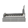 thumbnail image 5 of Velvet Platform Bed with Rabbit-Shaped Headboard, with Drawers, with Bed-End Storage Pocket Grey, 5 of 5