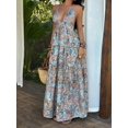 thumbnail image 4 of Multicolor Bohemian Paisley Print Halter Neck Maxi Dress With Ruffle Hem And Layered Skirt, 4 of 8