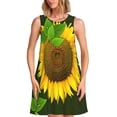 thumbnail image 1 of Vsdgher Robes d'Été Imprimé Tournesol3 pour Femmes Robe de Plage Décontractée Col en U Sans Manches Robe d'Été Ample avec Poche, 1 of 7