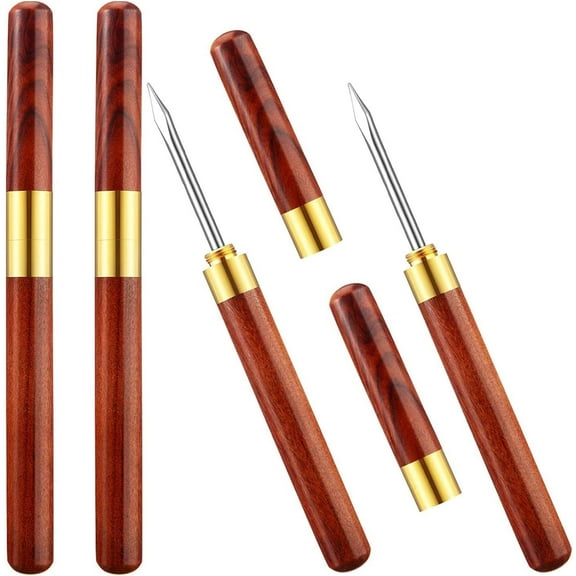 4Pcs 6.1 Inch Stainless Steel Ice Pick Wooden Handle Ice Pick with Cover for Kitchen,Picnics,Camping and Restaurant