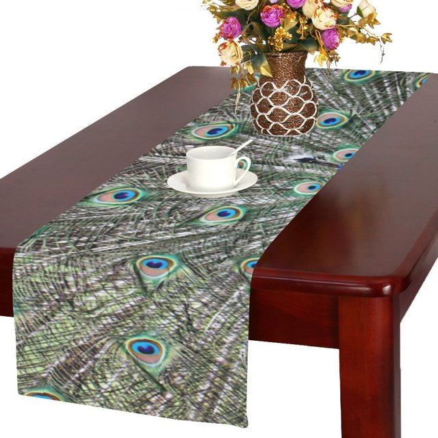 ABPHQTO Camino de mesa divertido de plumas de pavo real, decoración de mesa para boda, fiesta, cena, vacaciones, picnic, 40x180 cm