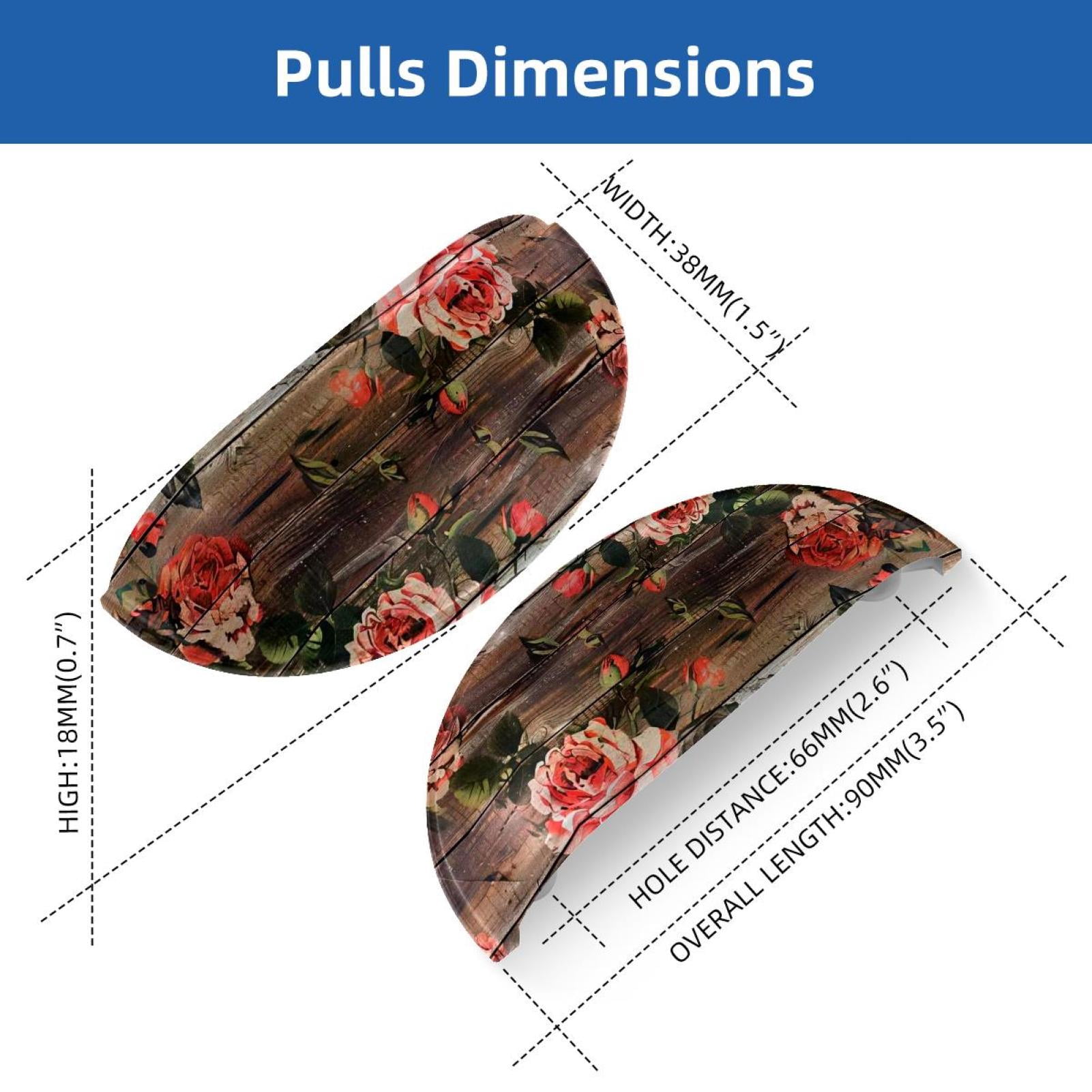 PhooArto 6 Pcs Cup Drawer Pulls, Pink Rose on Wooden Shell Shape Handles Cabinet Knobs for Dresser Cupboard Closet Wardrobe with Screws