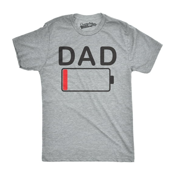 Mens Dad Battery Low Funny Sarcastic Graphic Tired Parenting Fathers Day T Shirt Graphic Tees