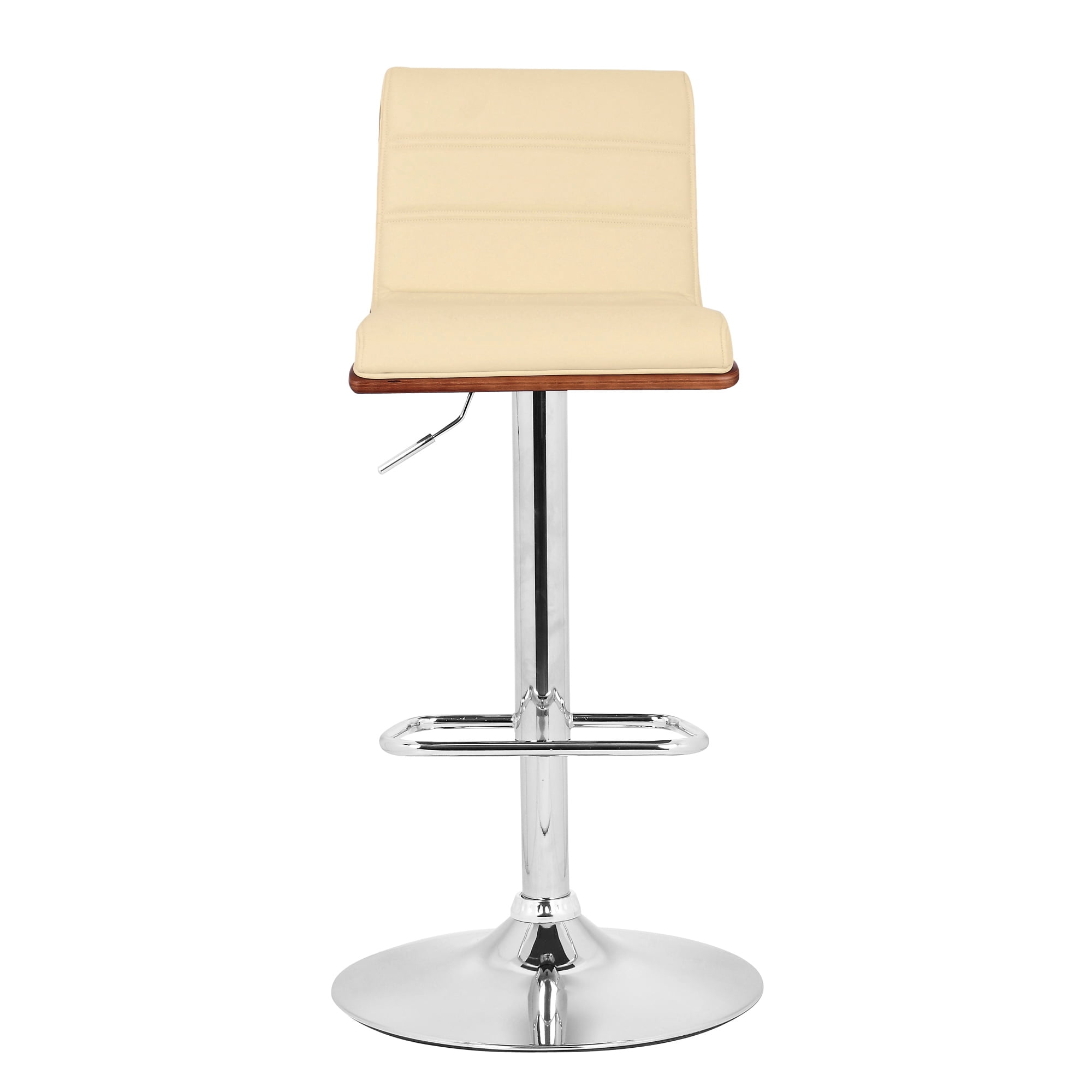 Armen Living Aubrey Barstool Chrome Base Finish with PU Upholstery and Walnut Back