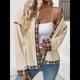 thumbnail image 5 of Chaqueta Vaquera con Botones A Presión para Mujer, Puños Holgados, Cuello A Cuadros, Abrigo Vaquero Moderno con Bolsillos, Ropa de y Otoño. Albaricoque XL, 5 of 10