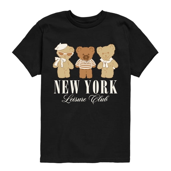 Instant Message - NY Leisure Club Teddy Bears Short Sleeve Graphic T-Shirt