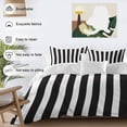 thumbnail image 3 of 3 Piece Black Striped Duvet Cover Set Twin Size, Microfiber Comforter/Quilt Cover with Corner Ties and 2 Pillowcases, Modern Farmhouse Black White Stripes All Season Soft Bedding with Zipper Closure, 3 of 8