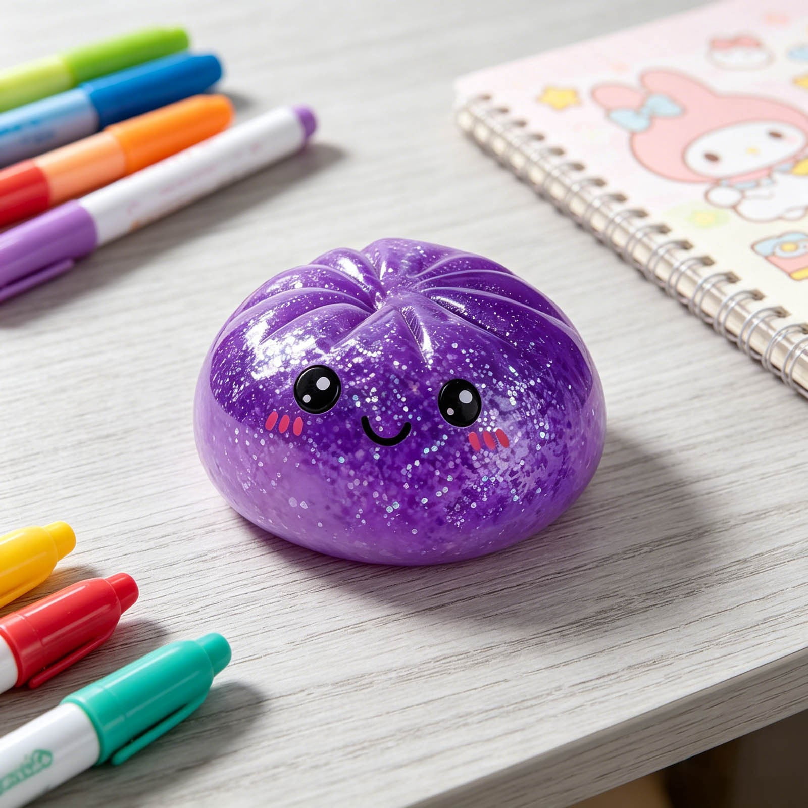 Guvpev Dumplings Squishy Toys, 3.7" Cute Steamer Dumpling Stress Balls, Glitter Dumpling Squishies Sensory Fidget Toys for Stress Relief, Party Favors & Birthday Gifts