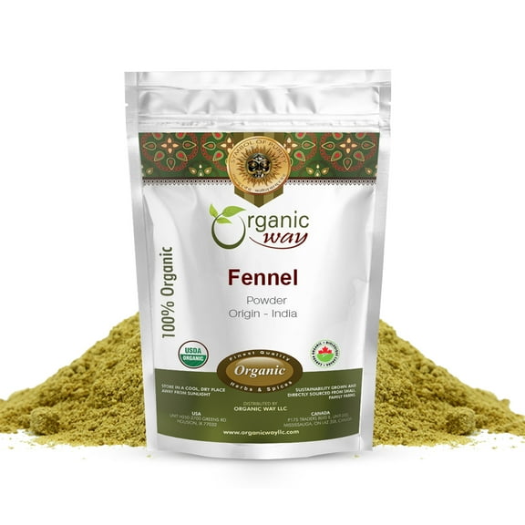 Organic Way Fennel Seed Powder (Foeniculum Vulgare) - Improve Digestion | Organic & Kosher Certified | Raw, Vegan, Non GMO & Gluten Free | USDA Certified | Origin - India (1 lbs / 16 oz)
