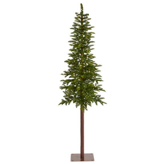 Nearly Natural 7' Alaskan Alpine Artificial Christmas Tree with 150 Clear LED Lights and Bendable Branches, Green