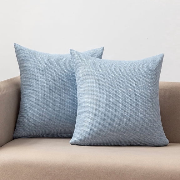 Mictong Light Blue Square Linen Pillow, 1 Piece, 15.75 * 15.75 Inches, Modern Country Style Pillow, Decorative Pillow For Living Room Sofa And Bedroom Bed