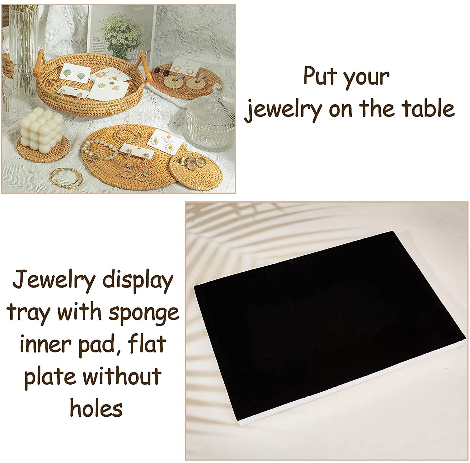 Alipis Foam Ring Pad Black Jewelry Sponge Insert Mats Display Trays Jewelry  Box Inserts Display Showcase Storage, 4Pcs, 11X7 Inch, 100-Slot