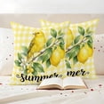thumbnail image 2 of Pack of 2 Yellow Lemon Outdoor Pillow Covers Decorative, Waterproof Pillow Protector, Summer Farmhouse Fruits Birds Leaves Plaid Throw Pillowcases Accent Cushion Cases for Patio Couch Sofa 18"x18", 2 of 8