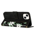 thumbnail image 5 of Allytech iPhone 13 Wallet Case, Chic Flower Pattern PU Leather Shoulder Strap Hand Wrist Cards Holder Stand Protective Flip Folio Cover for Girls Women Phone Case for Apple iPhone 13 - Black, 5 of 14