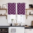 thumbnail image 2 of Dark Purple Moroccan Kitchen Curtains Window Panels, Country Abstract Quatrefoil Lattice Insulated Window Treatment Curtain, Grommet Curtains for Bedroom/Living Room/Bathroom, 2 Piece 27.5"Wx39"L, 2 of 8
