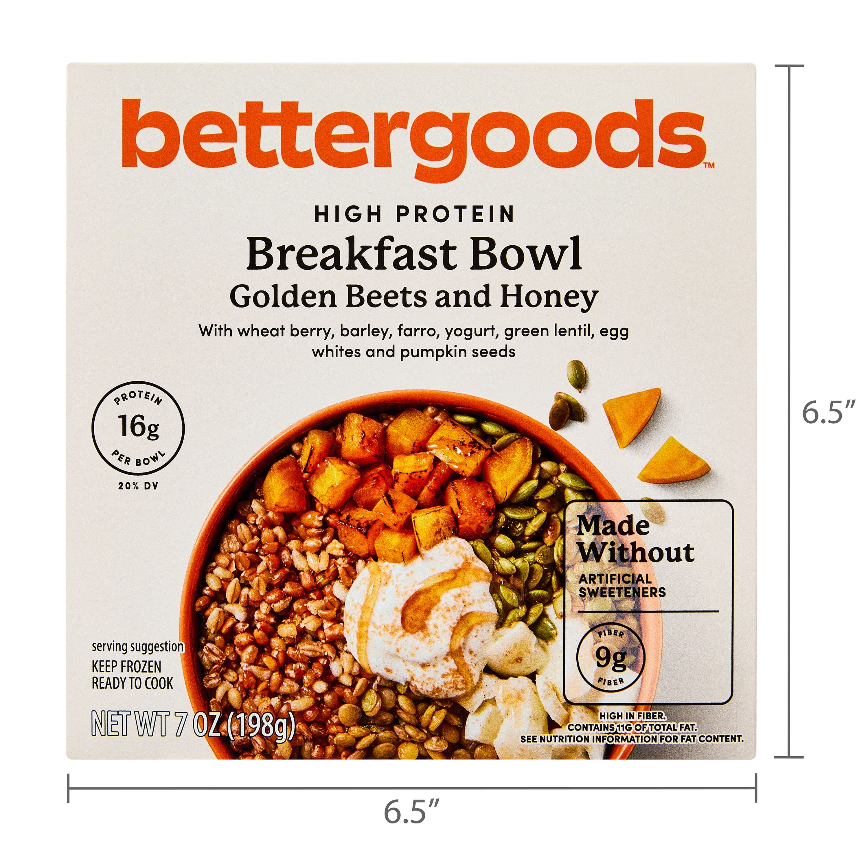 bettergoods High Protein Breakfast Bowl, Golden Beets and Honey, 7 oz (Frozen)