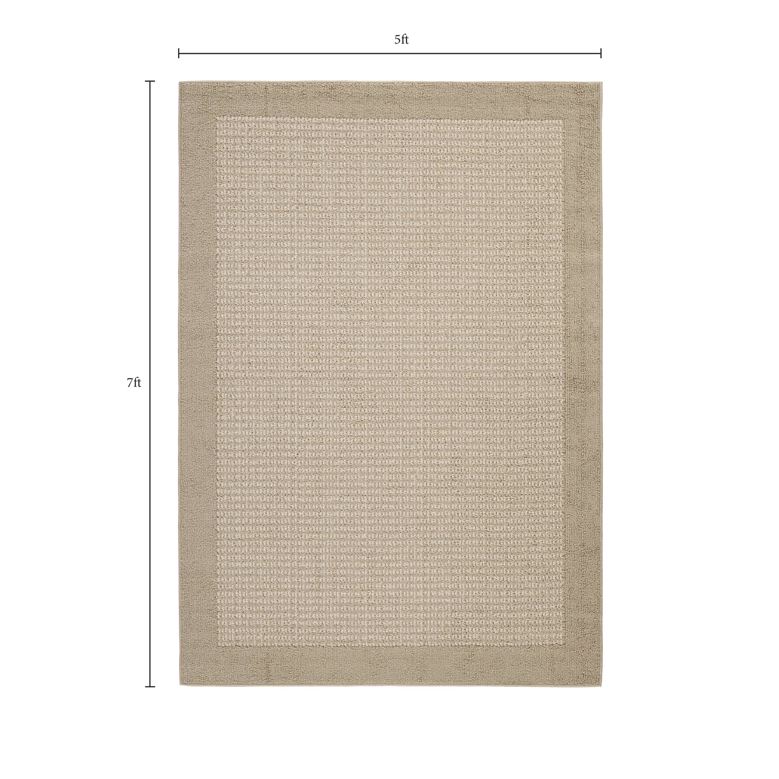 Mainstays Farmhouse Faux Sisal Olefin Beige Border Indoor Living Room Area Rug, 5' x 7'