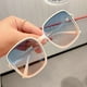 thumbnail image 1 of Gafas de sol con montura beige para mujer, modernas gafas de sol para sesión de fotos callejeras, de cara grande, de aspecto delgado y anti-UV para hombre, 1 of 5