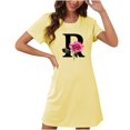 thumbnail image 2 of Xysaqa Robe de Maison pour Femmes Manches Courtes Chemises de Nuit pour Femmes Col Rond Chemise de Nuit Confortable Imprimé Floral Vêtements de Nuit Doux Robe de Pyjama pour Dames Économies d'Été Jaune TG, 2 of 3
