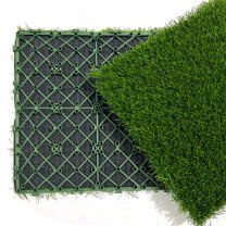 Interlocking Artificial Grass Tiles, 12x12 Inch Self-Draining Fake Grass Deck Flooring Mat Patio, Balcony, Backyard, Dog Potty Grass, Indoor Outdoor Landscape Garden Lawn