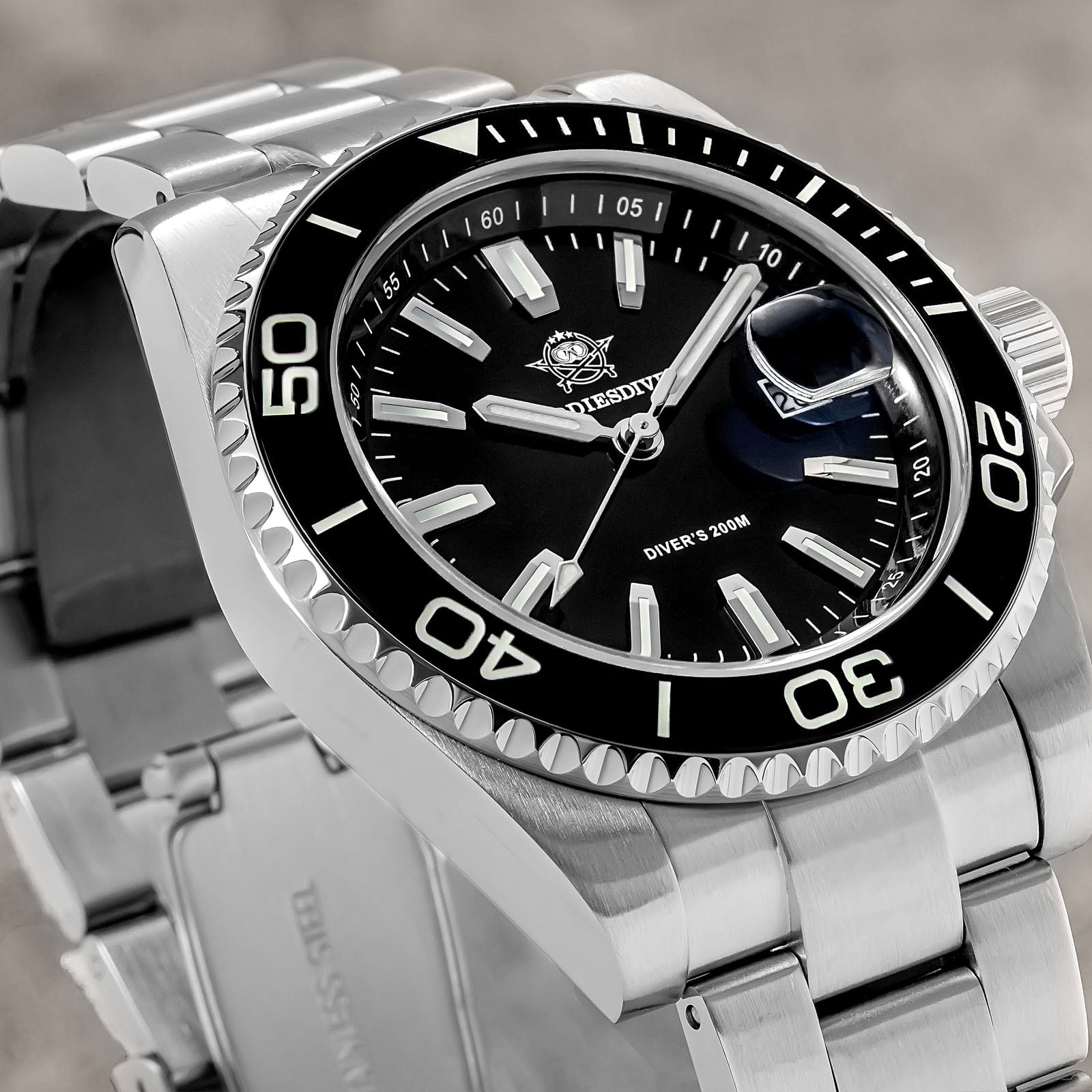 ADDIESDIVE Diver Watches for Men 200m Waterproof, Japanese Quartz Movement, Ceramic Bezel, Luminous, Stainless Steel Men's Quartz Watch