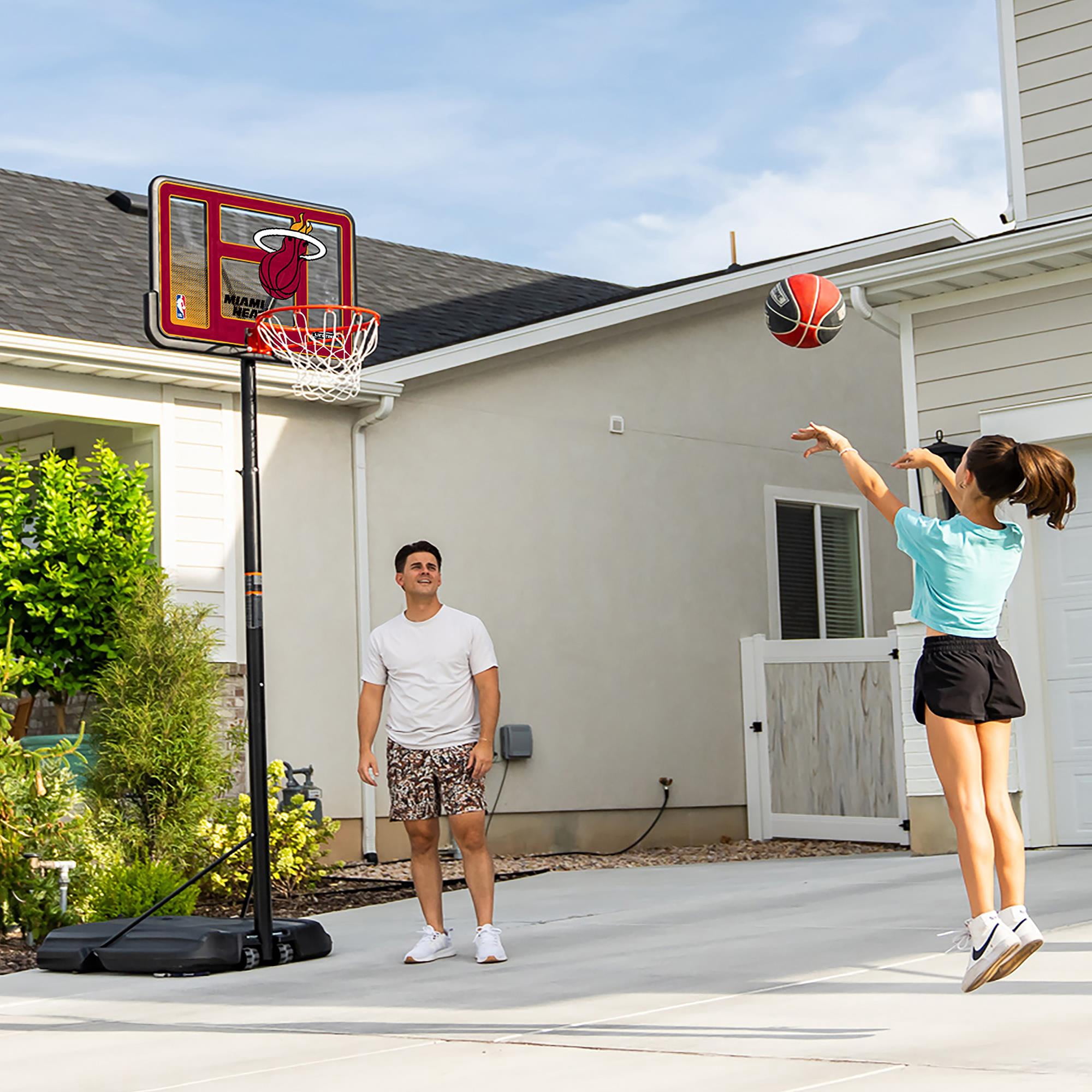 Lifetime NBA Miami Heat 44" Portable Basketball Hoop with Wheels - 7.5 to 10 Ft Adjustable Height