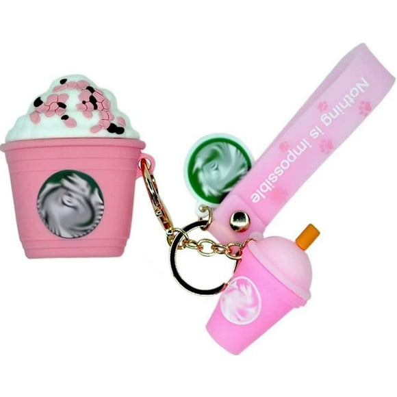 AirPods Case,3D Cute Cartoon Funny Kawaii Airpods Case,Shockproof Protective Soft Silicone Airpod Case Designed with Drink Cup Keychain for Apple AirPods 1 & 2 Charging Case (Pink Drink Cup)