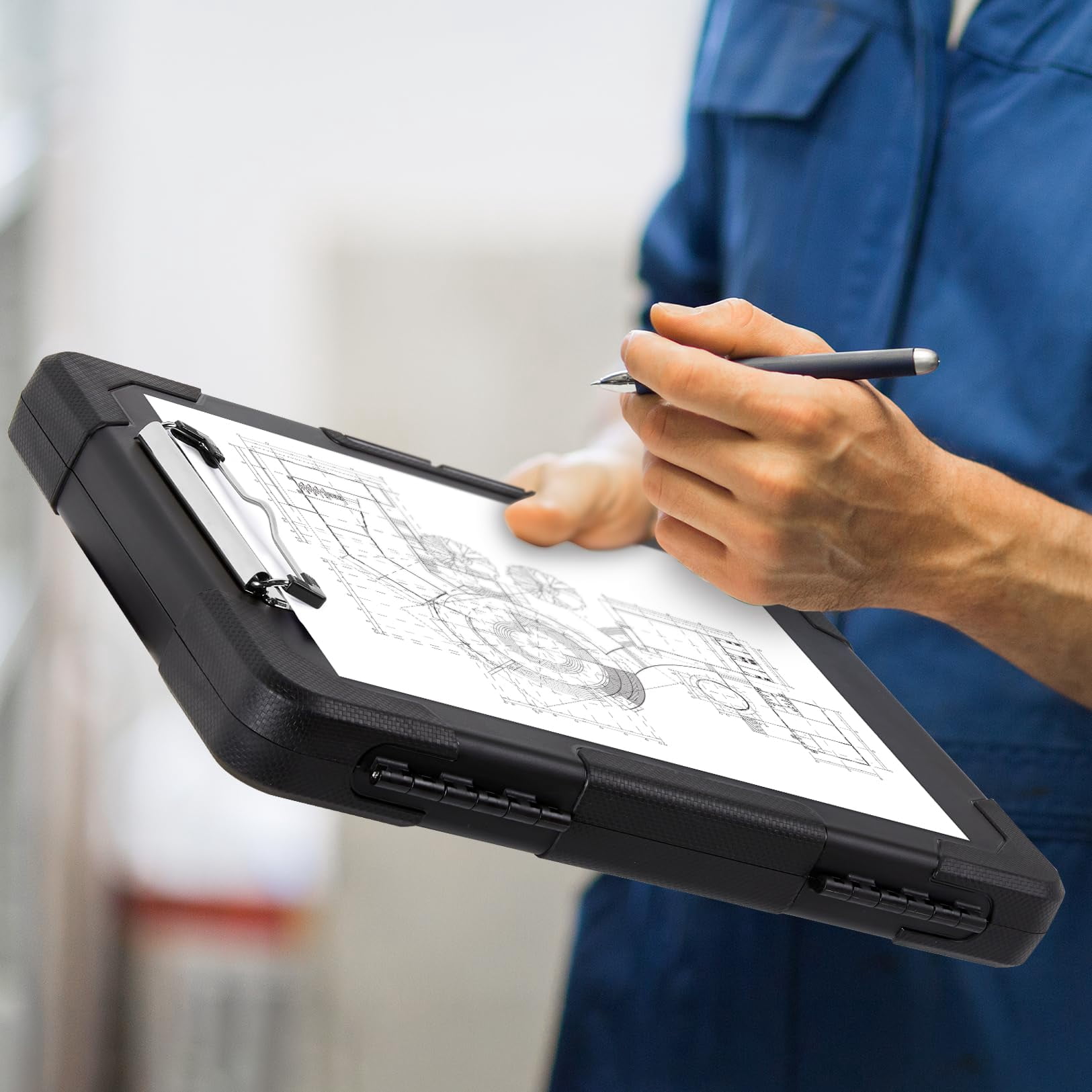 Toughest Clipboard With Storage  Internal Pen Pouch Included Letter/ A4 Size Shockproof Heavy Duty Plastic Clip Boards 8.5x11" High Capacity Clipboards Box Case For Contractor Trucker Driver
