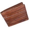 thumbnail image 2 of Men's Waterproof Genuine Eel Skin Leather Flap Up ID Credit Card Holder Bifold Wallet (Brown), 2 of 6