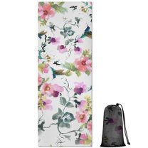 Pioneer Flower Floral Print Pattern Hot Yoga Mat Towel Non Slip for Hot Yoga - Quick-Drying Yoga Mat Cover with 4 Corner Pockets with Travel Bag - Hot Yoga Towel Non Slip 70"x26"
