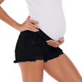 thumbnail image 6 of Ripped Jeans Shorts for Women Summer Elastic High Waisted Maternity Elastic Band Jeans Solid Color Ripped Denim Casual Beach Shorts M-3XL, 6 of 7