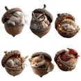 thumbnail image 1 of Wosthever 6 adornos planos de bellotas 2D, decoración navideña ligera y reutilizable, ideal para decorar árboles y coronas. Kits de decoración para fiestas, 1 of 6
