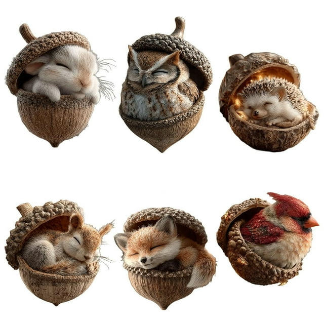 Wosthever 6 adornos planos de bellotas 2D, decoración navideña ligera y reutilizable, ideal para decorar árboles y coronas. Kits de decoración para fiestas