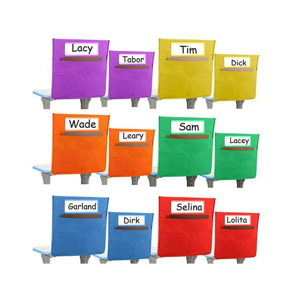 TOP! 12 Pack Chairback Buddy Pocket Chart, Chair Pockets for Classrooms, Seat Chart with 3 Heavy Duty Storage