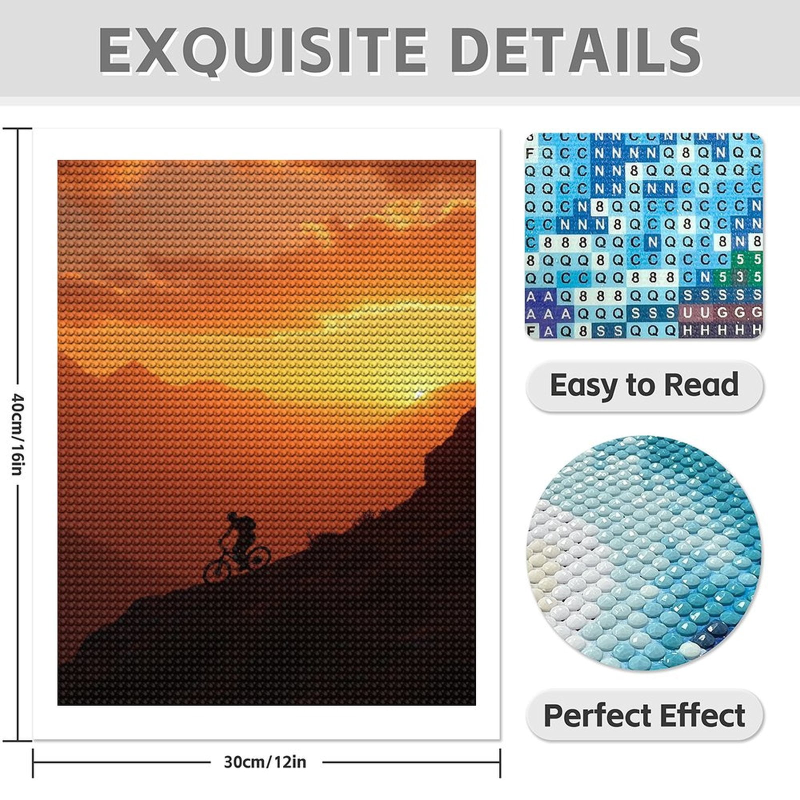 Diamond Art Kit for Adults, Sunset Mountain Biking Adventure Diamond Painting for Adults Beginners, 5D DIY Diamond Art Painting Kits, Colorful Diamond Painting Craft for Home Decor 12x16