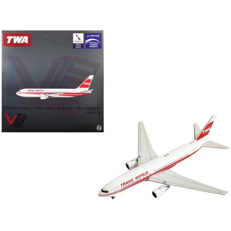 Boeing 767-200ER Commercial Aircraft "Trans World Airlines" (N601TW) White with Red Stripes 1/400 Diecast Model by V1:400