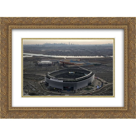 MetLife Stadium 2x Matted 24x20 Gold Ornate Framed Art Print from the Stadium Series