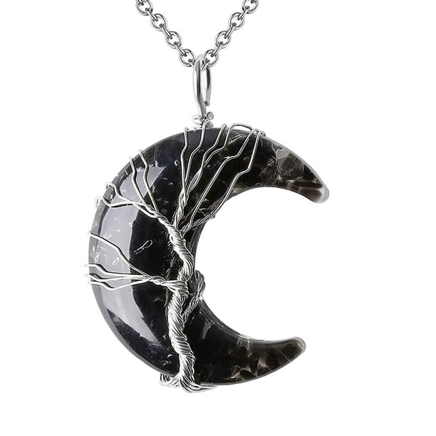 Collar regalo piedra preciosa colgante collar s cristal obsidiana negra jinwen Collar Piedra Luna