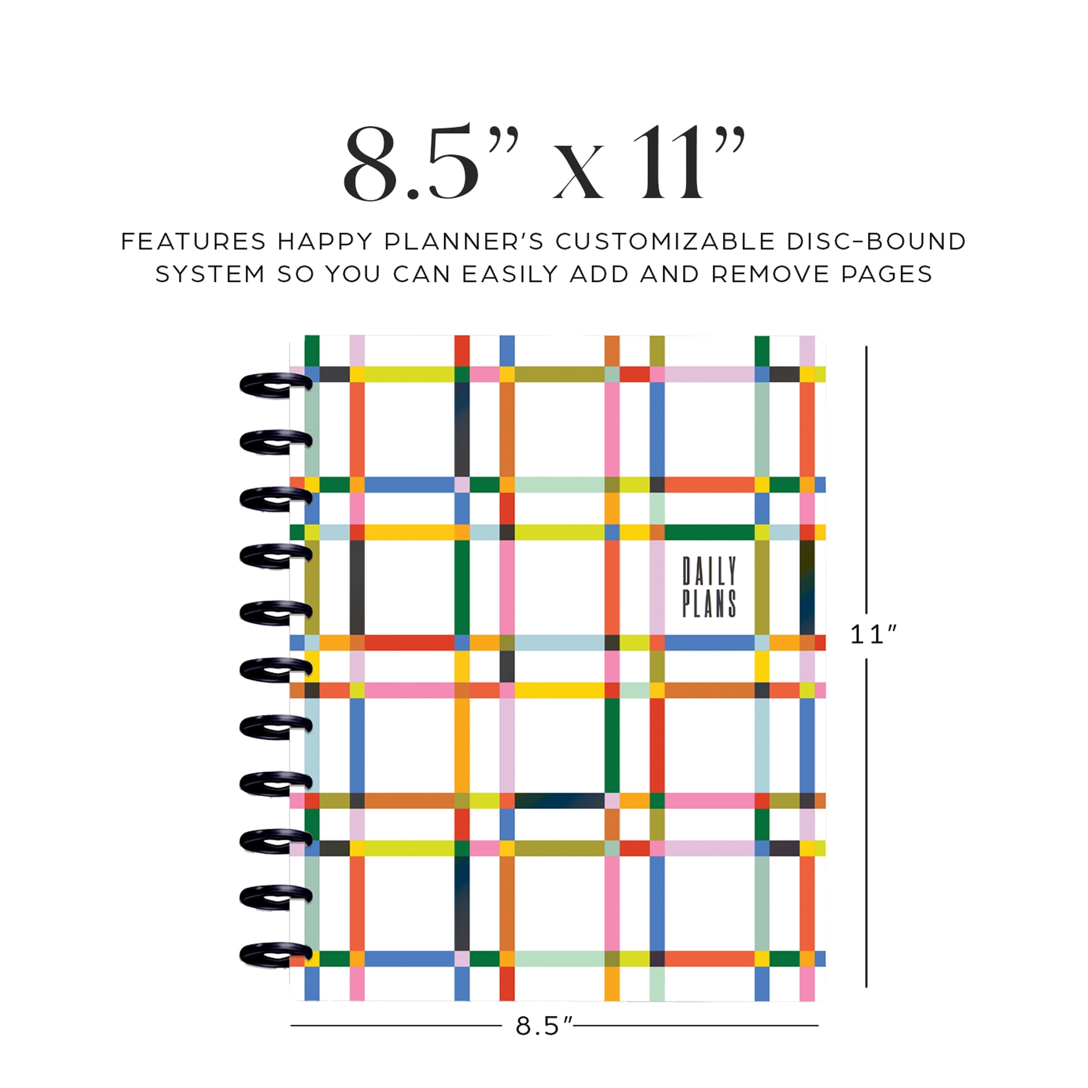 Happy Planner Monthly and Weekly Big Planner (8.5” x 11”) Mixed Brights Simply Teacher 12-Month July 2026 - June 2027, disc bound system