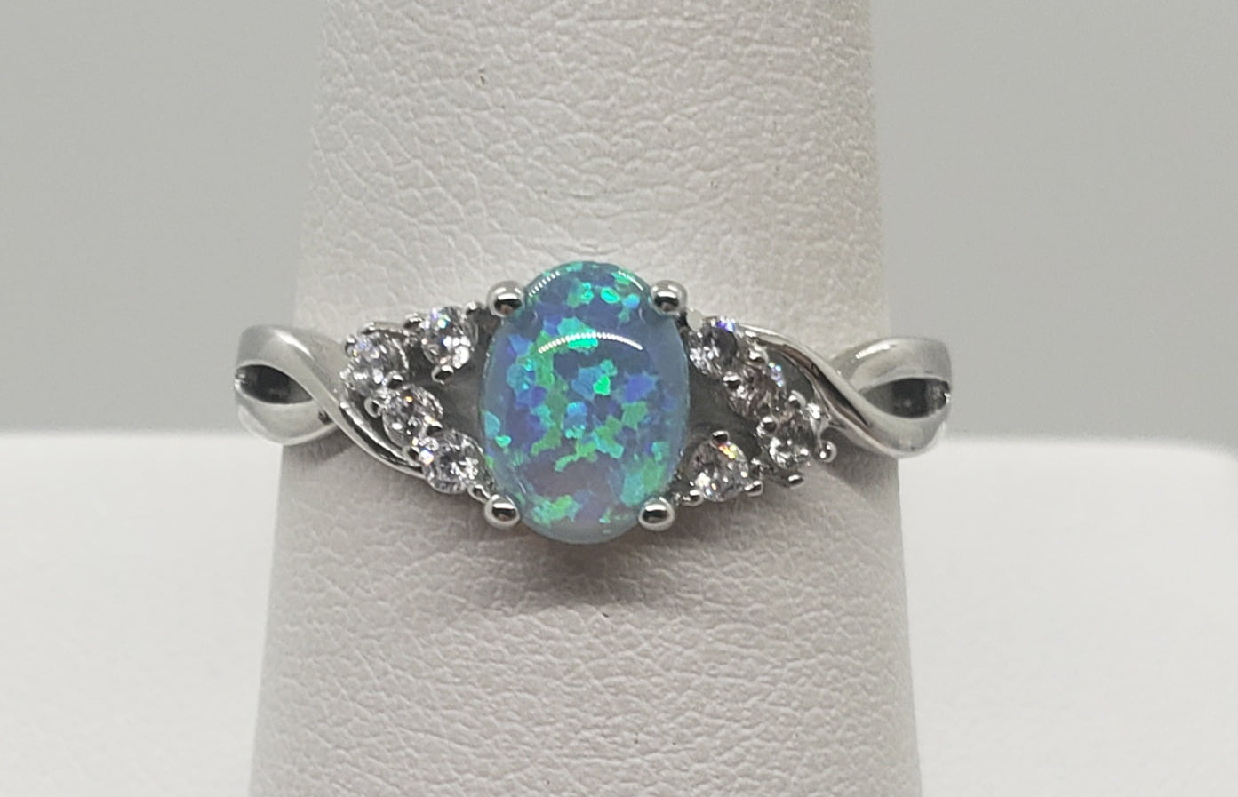 Size 7, White Fire Opal Topaz Sterling Silver Ring - Walmart.com display picture 1