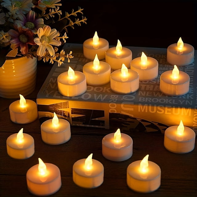 24/50pcs LED Candle Lights, Flameless Candles, Battery Operated, Bright LED Tea Lights, For Party, Wedding, Birthday, Holiday Decoration, Confession, Proposal Atmosphere Sense Candle Lights, Home Deco