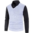 thumbnail image 2 of Men's V Neck Knit Sweater Vest Long Sleeve Layered Look Casual Office Pullover, 2 of 9