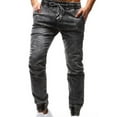 thumbnail image 2 of Ernkv Straight Leg Pants for Men Fashion Fall Spring Trousers Elastic Waist Solid Color Comfy Lounge Casual Soft Pockets Relaxed Full Length Pants Jeans Black L, 2 of 6