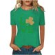 thumbnail image 1 of Blusa informal de manga corta con cuello redondo para mujer con estampado del día de San Patricio Pompotops hfajkhk125867, 1 of 5