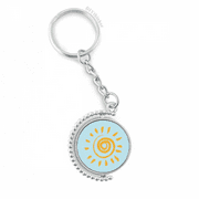 Sun Sunshine Yellow Hand Painting Rotatable Keyholder Ring Disc Accessories Chain Clip