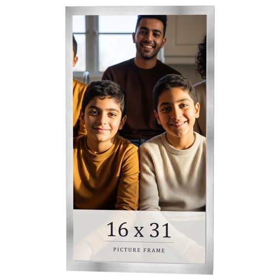 16x31 Frame Silver Real Wood Picture Frame Width 0.75 inches | Interior Frame Depth 0.5 inches |