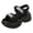 Black, variant on Womens Sparkly Rhinestones Chunky Wedge Walking Sandals Trendy Casual Comfortable Leather Adjustable Open Toe Ankle Strap Non Slip Platform Work Beach Summer Shoes White Size 9