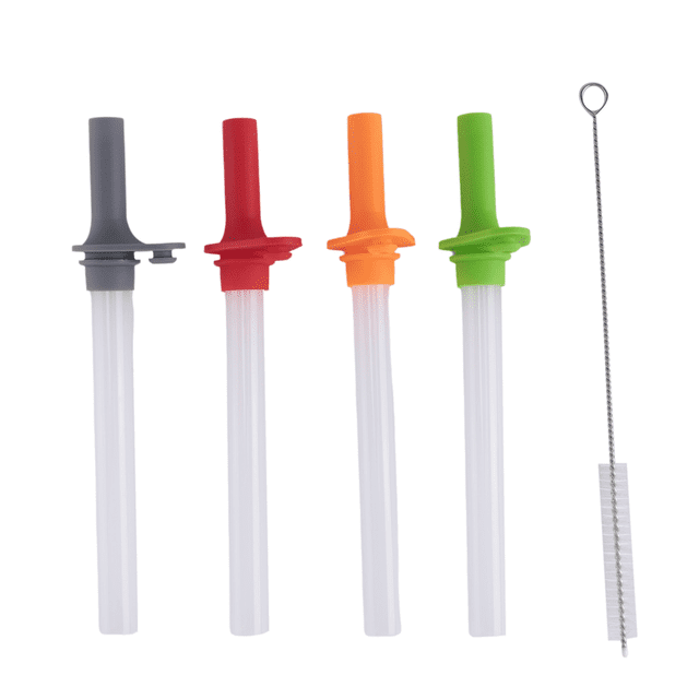 4PCS Replacement Straws with Bite Valve for Zak DesignsKelso 15 OZ, with 1 Brush Reusable Kids Cup Replacement Straws
