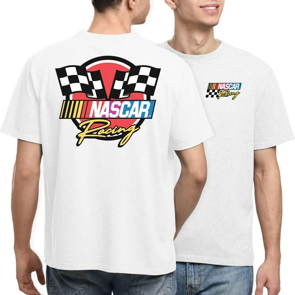 Junk Food NASCAR Racing Logo - Unisex Adult NASCAR Fan T-Shirt for Men & Women White