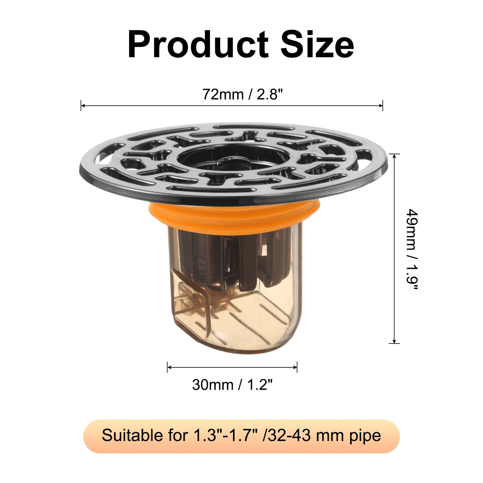 Unique Bargains Odor-Proof Shower Drain Backflow Preventer Gray / Clear / Orange